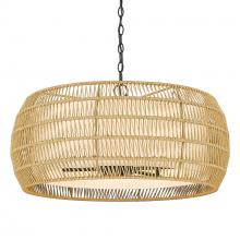  6805-6 BLK-NR - Everly 6 Light Chandelier in Matte Black with Natural Rattan Shade
